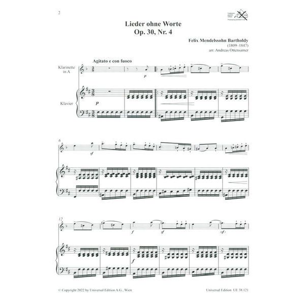 Universal Edition Mendelssohn Lieder ohne Worte