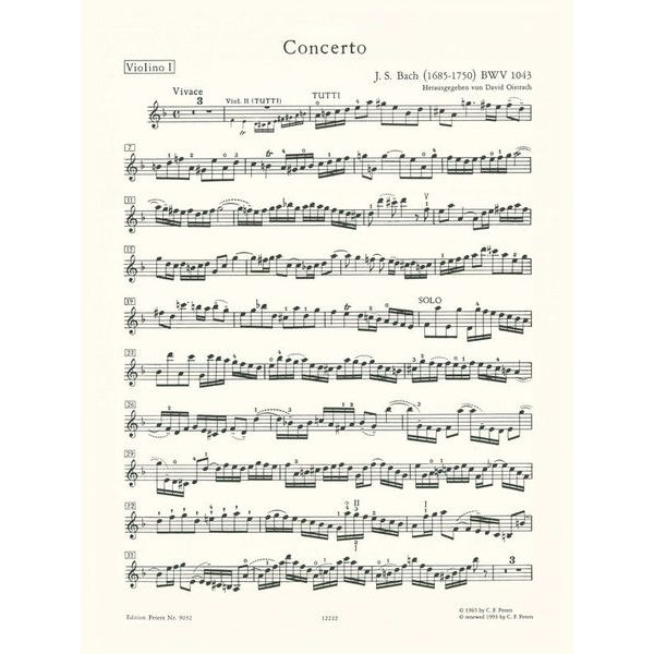 Edition Peters Bach Konzert für zwei Violinen