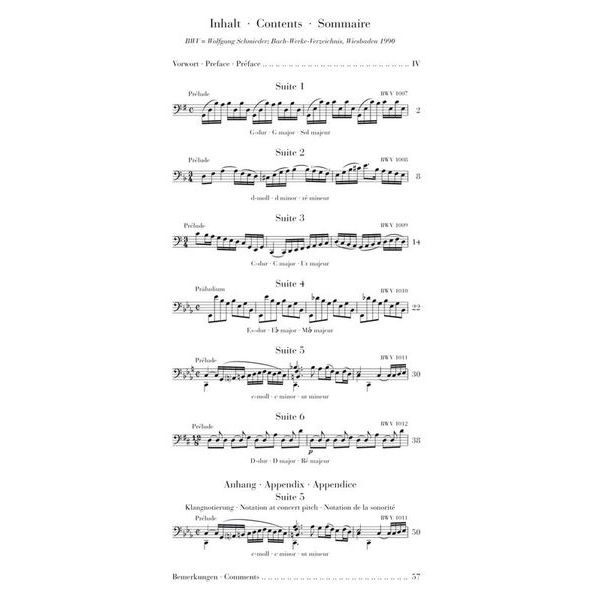 Henle Verlag Bach Sechs Suiten BWV1007-1012