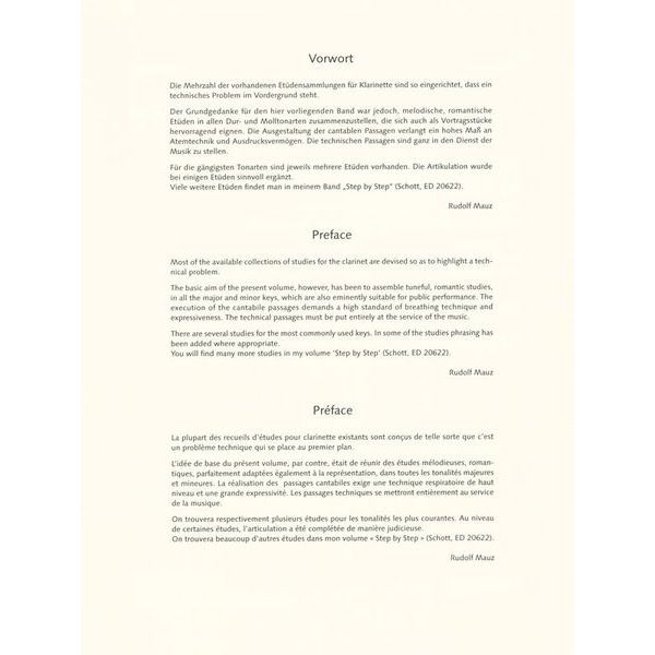 Schott Etüden der Romantik Clarinet
