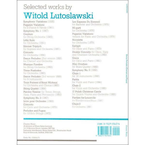 Chester Music Lutoslawski Dance Preludes