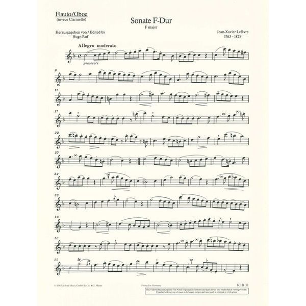 Schott Lefèvre 2 Sonaten