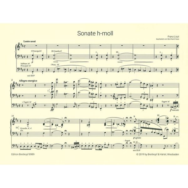 Breitkopf & Hrtel Liszt Sonate h-moll for Orgel