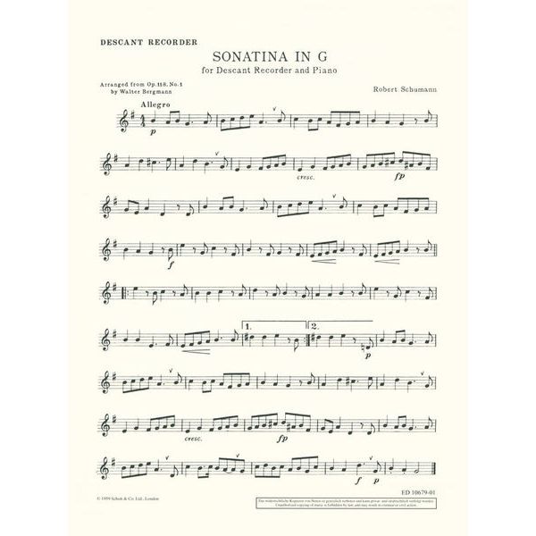 Schott Schumann Sonatina