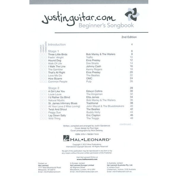 Wise Publications Justinguitar.com Songs 1 E