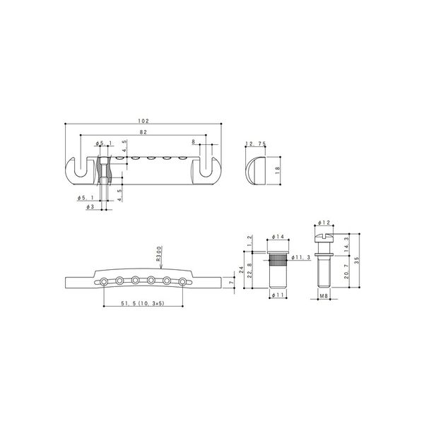 Gotoh GE101Z-T Stop Tailpiece B