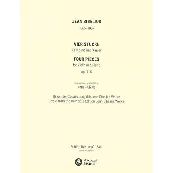 Breitkopf & Hrtel Sibelius 4 Stücke Violine