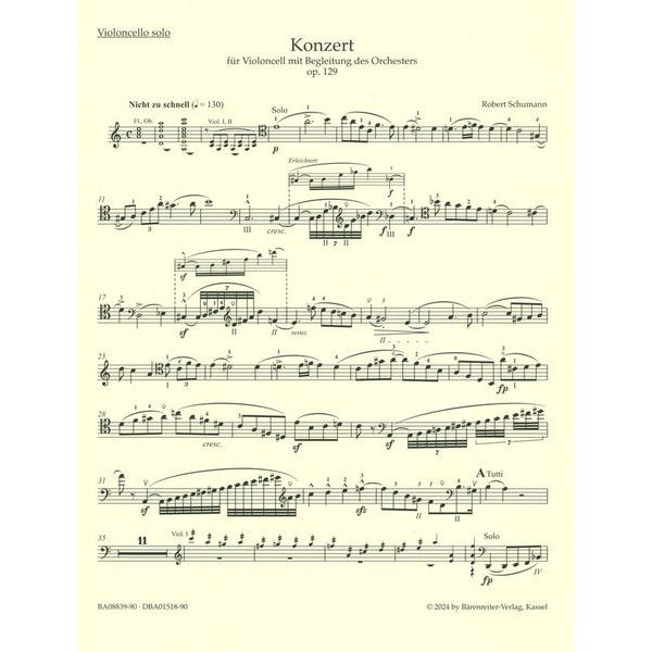 Brenreiter Schumann Concerto a-moll
