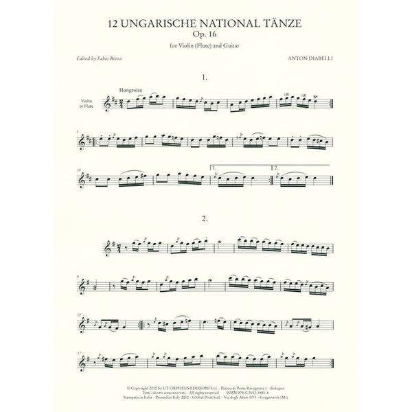 UT Orpheus Edizioni Diabelli 12 Ungarische Tnze