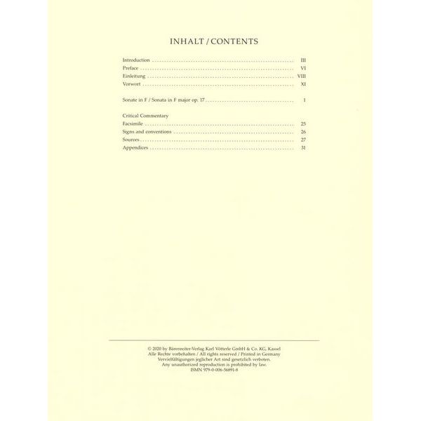 Brenreiter Beethoven Sonate F-Dur op. 17