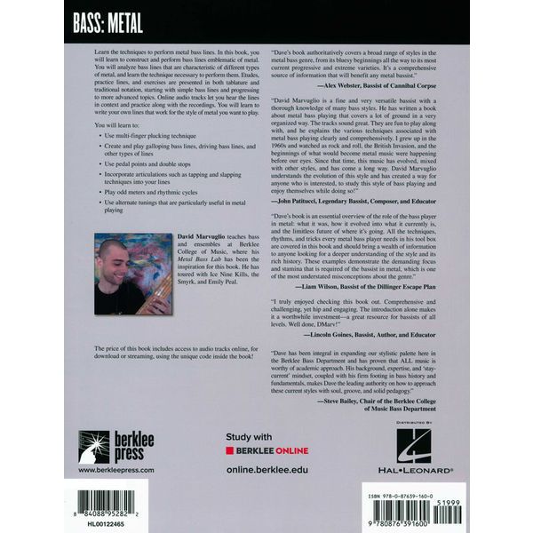 Berklee Press Metal Bass Lines