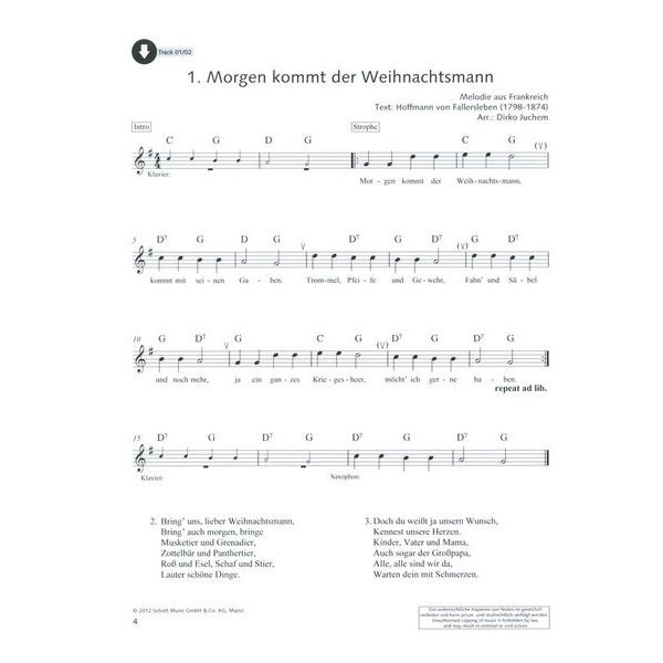 Schott Hobby Weihnachtsmelodien A-Sax