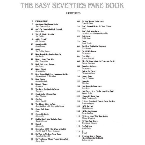 Hal Leonard The Easy Seventies Fake Book