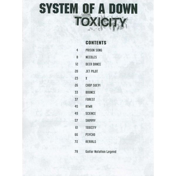 Hal Leonard System Of A Down Toxicity