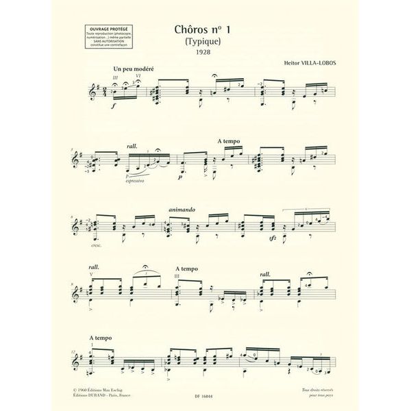 Editions Max Eschig Villa-Lobos Choros No. 1