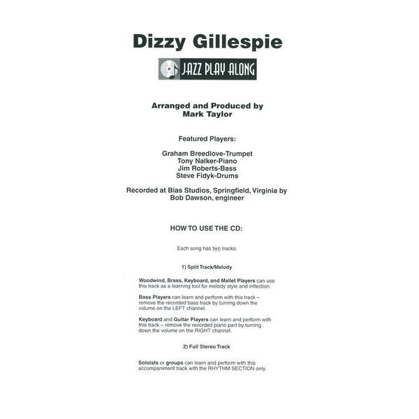 Hal Leonard Jazz Play-Along D. Gillespie