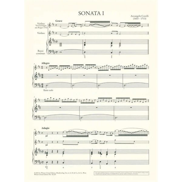 Wiener Urtext Edition Corelli Violinsonaten 1