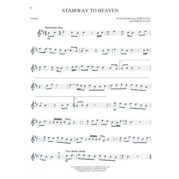 Hal Leonard Greatest Songs Of Rock Violin