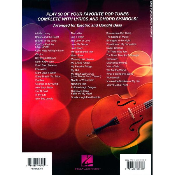 Hal Leonard Easy Pop Melodies Double Bass