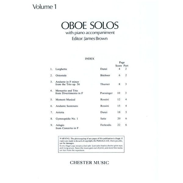 Chester Music Oboe Solos 1