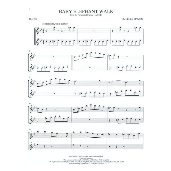 Hal Leonard Movie Songs For Two Flutes