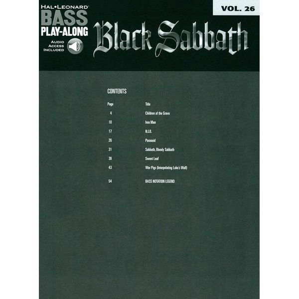 Hal Leonard Bass Play-Along Black Sabbath