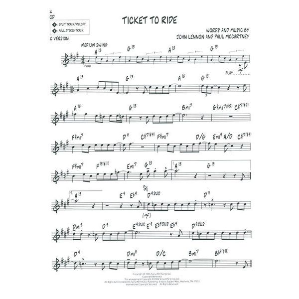 Hal Leonard Jazz Play-Along Lennon Cartney