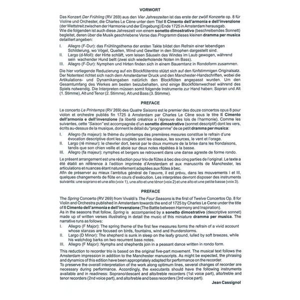 Heinrichshofen Verlag Vivaldi Frühling 3 Blockflöten