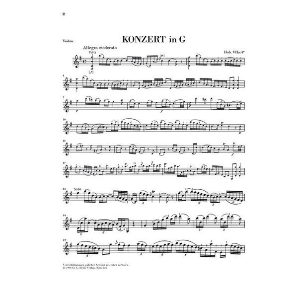 Henle Verlag Haydn Violinkonzert G-Dur