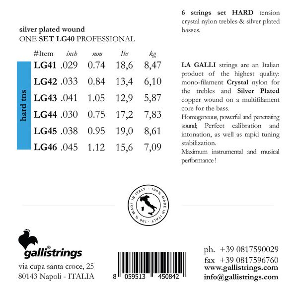 Galli Strings LG40 La Galli Classical Guitar