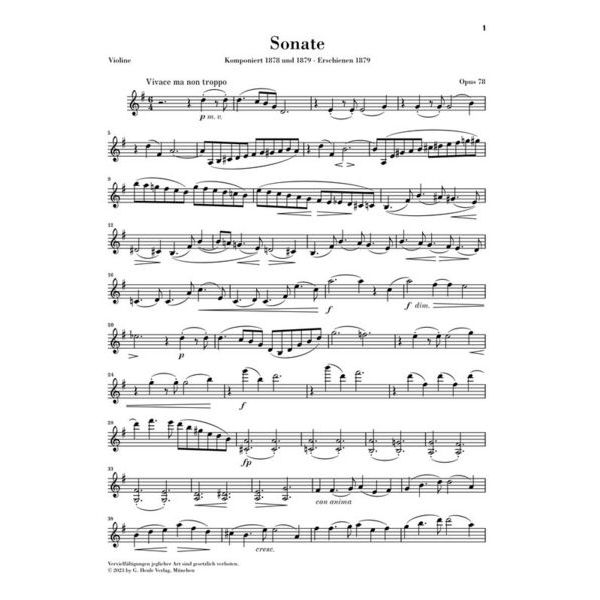 Henle Verlag Brahms Violinsonate G-Dur