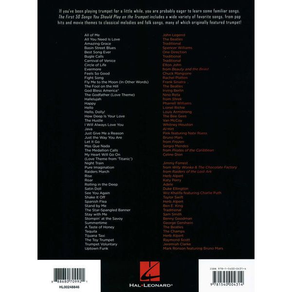 Hal Leonard 50 Songs You Should Trumpet