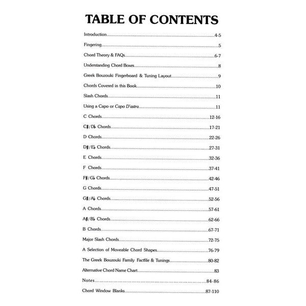 Cabot Books Publishing Greek Bouzouki Chord Bible