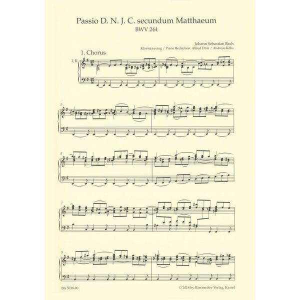 Brenreiter Bach Matthus-Passion