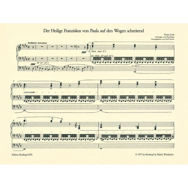 Breitkopf & Hrtel Liszt Der Heilige Franziskus