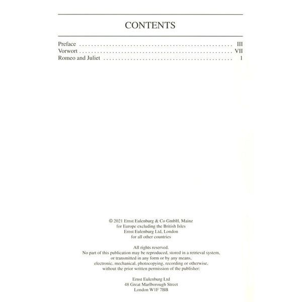 Edition Eulenburg Tschaikowsky Romeo und Julia