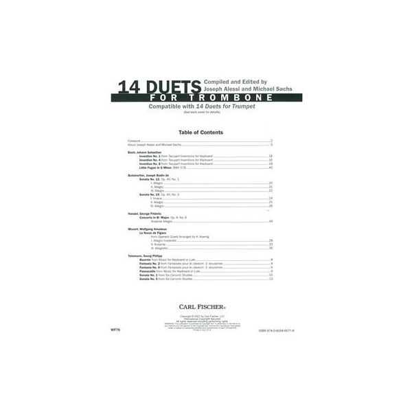 Carl Fischer 14 Duets For Trombone