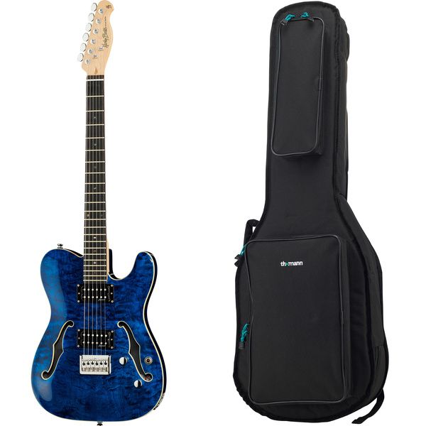 Harley Benton TE-90QM HH Trans Blue w/Bag