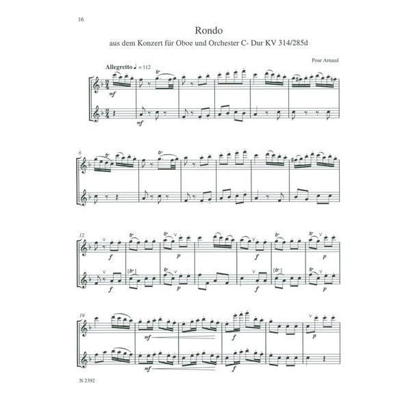 Heinrichshofen Verlag Mozart Duette Altblockflöte