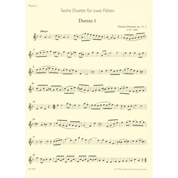 Brenreiter Devienne Flötenduette op. 75/2