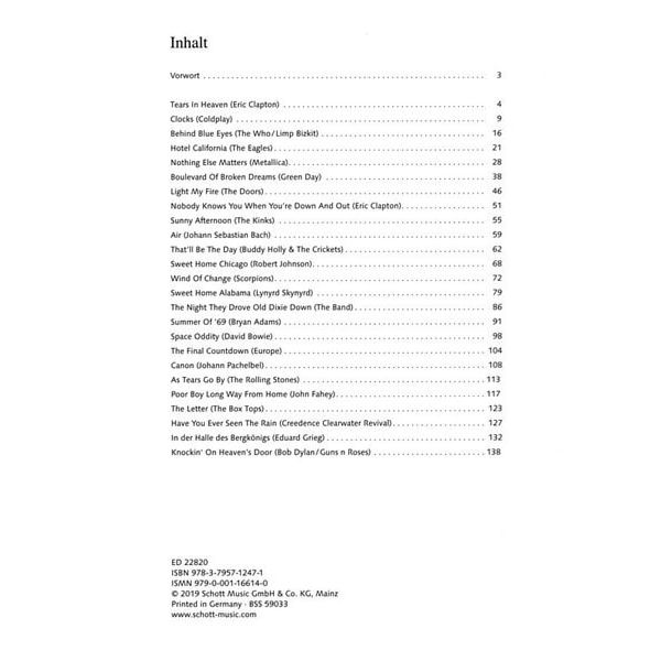 Schott Rock-Hits klassische Gitarre