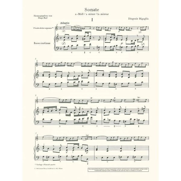 Schott Bigaglia Sonate a-moll