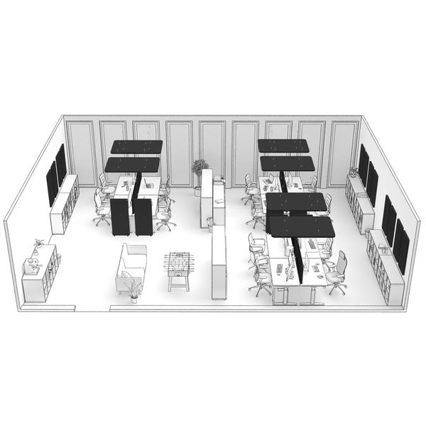 t.akustik Office Set Open Plan 12 BK