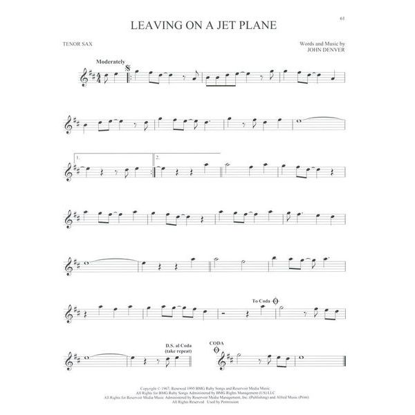 Hal Leonard 101 Popular Songs T-Sax