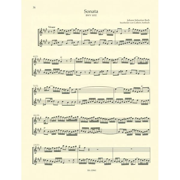 Brenreiter Bach 4 Sonaten für 2 Flöten