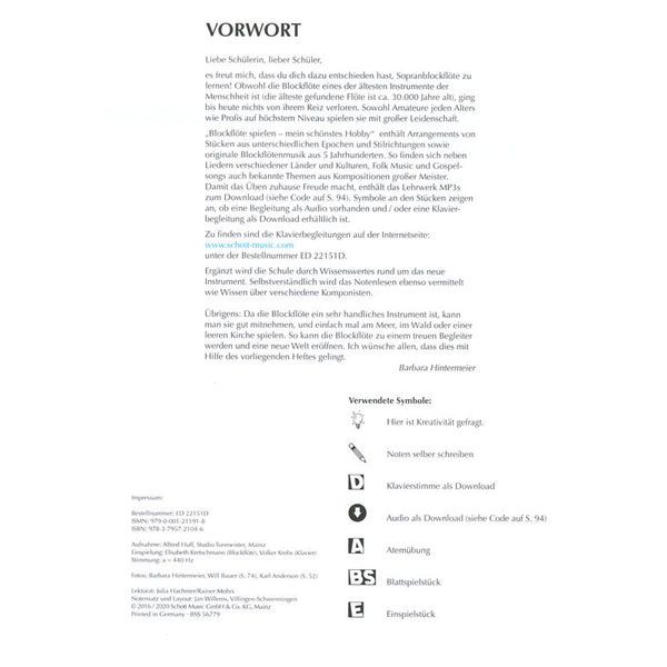 Schott Blockflöte Spielen Hobby 1
