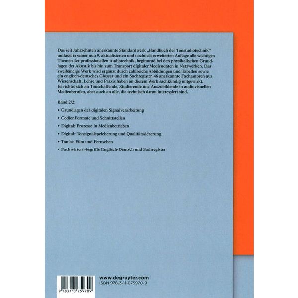 De Gruyter Handbuch der Tonstudiotechnik