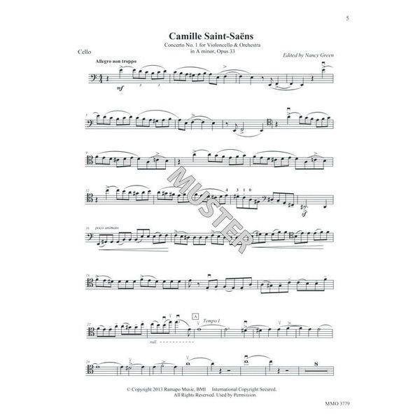 Music Minus One Saint-Sans Cello Concerto No1