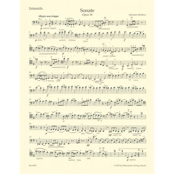 Brenreiter Brahms Cellosonate e-moll