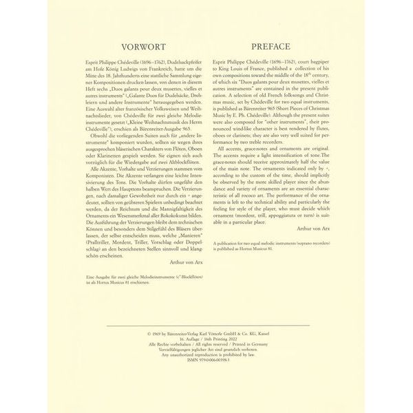 Brenreiter Chédeville Galante Duos Alt